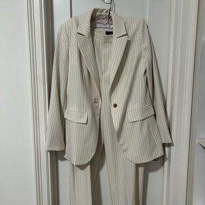 Banana Republic Cream Pinstripe Jumpsuit